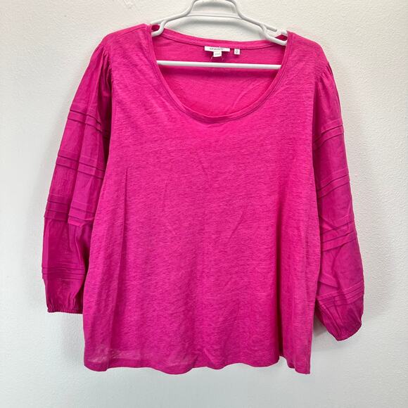 Chico's Linen Balloon Sleeve Pink Blouse 3 XL - Picture 1 of 9